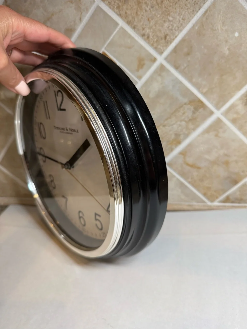 Sterling & Noble Clock company Wall Clock 9.5in Black Plastic Quartz Analog EUC